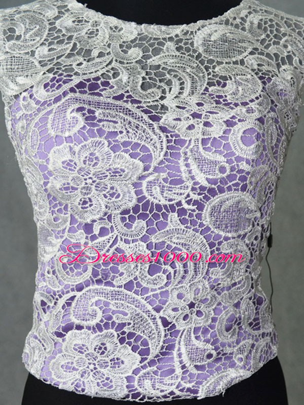 Lavender Tulle Lace Up Quinceanera Dress Sleeveless Floor Length Lace