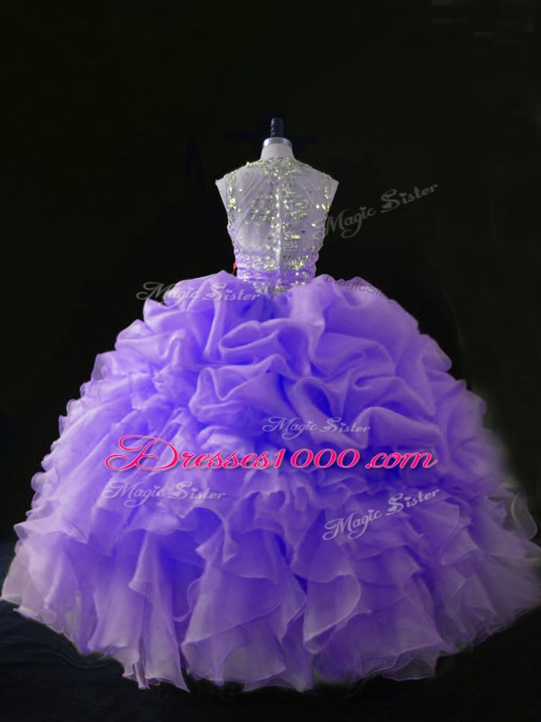Charming Sleeveless Beading and Ruffles and Pick Ups Zipper 15th Birthday Dress