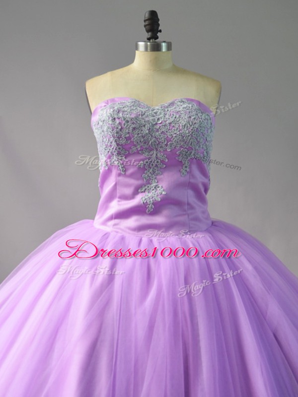 Most Popular Sleeveless Court Train Lace Up Appliques 15 Quinceanera Dress
