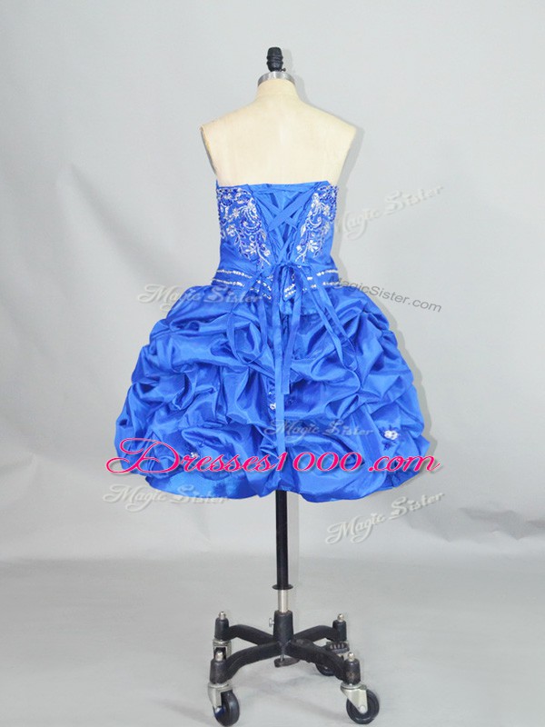 Mini Length Ball Gowns Sleeveless Blue Dress for Prom Lace Up