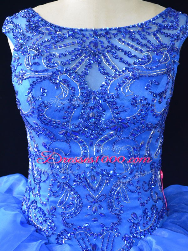 Ball Gowns Sleeveless Royal Blue 15th Birthday Dress Brush Train Lace Up
