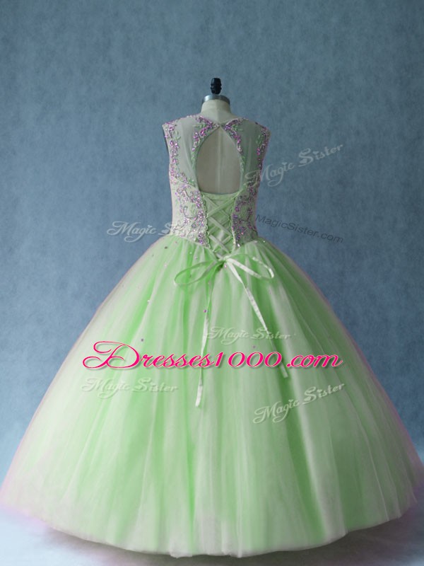 Sleeveless Asymmetrical Beading Lace Up Vestidos de Quinceanera with