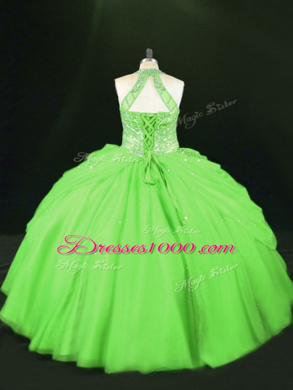 Noble Floor Length Ball Gown Prom Dress Tulle Sleeveless Beading