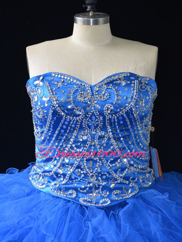 Perfect Sleeveless Beading and Ruffles Lace Up Sweet 16 Dress