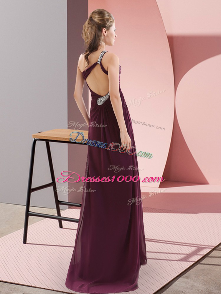 Floor Length Olive Green Prom Dress Chiffon Sleeveless Beading