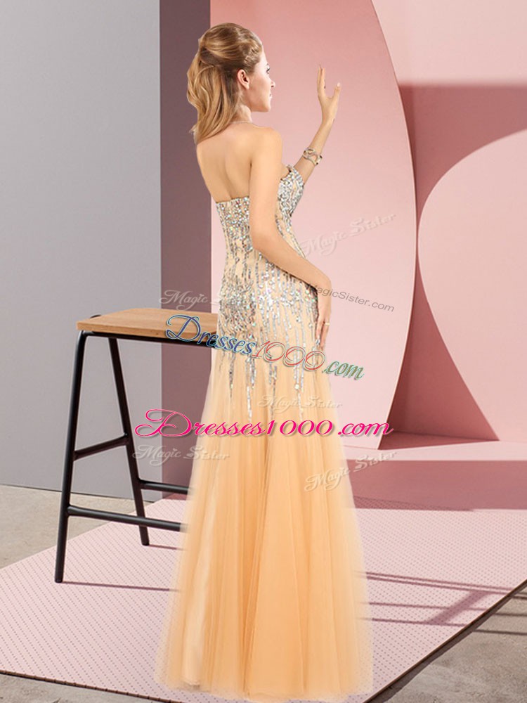 Pretty Sleeveless Zipper Floor Length Beading Homecoming Dress