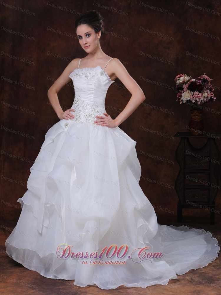 Spaghetti Organza Pick-ups Bodice Bridal Gown Summer