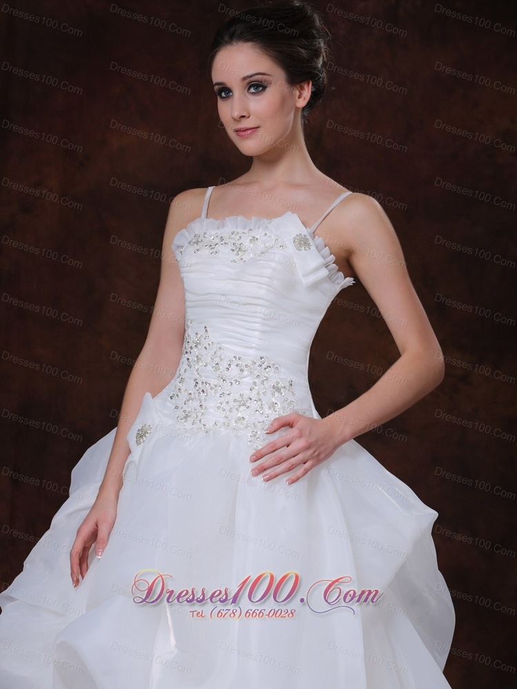 Spaghetti Organza Pick-ups Bodice Bridal Gown Summer