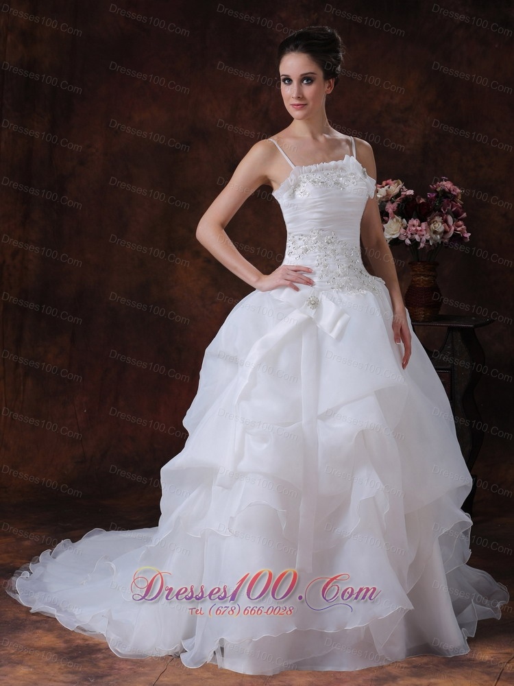 Spaghetti Organza Pick-ups Bodice Bridal Gown Summer