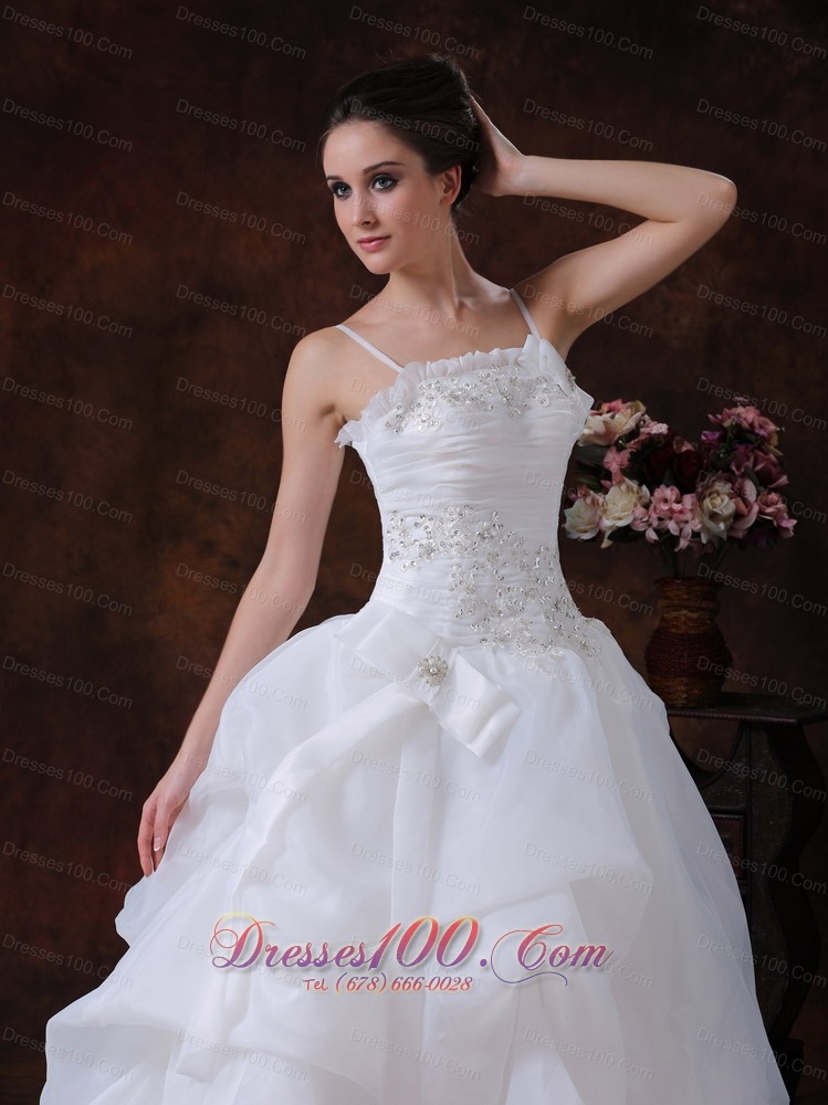 Spaghetti Organza Pick-ups Bodice Bridal Gown Summer