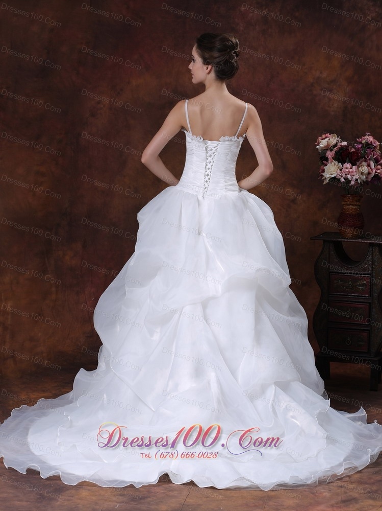 Spaghetti Organza Pick-ups Bodice Bridal Gown Summer