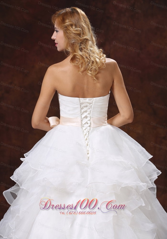 Ball Gown Layered Bridal Gown Sash Floor Length