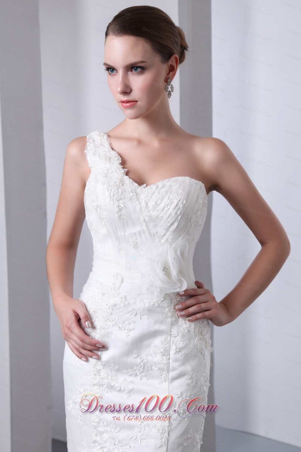 One Shoulder Mermaid Tulle Indoor Wedding Dress