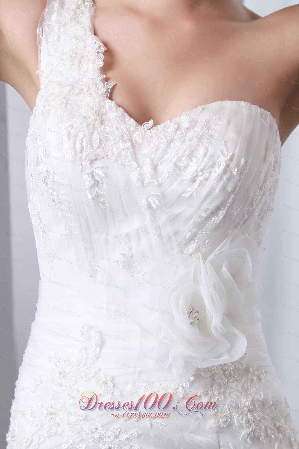 One Shoulder Mermaid Tulle Indoor Wedding Dress