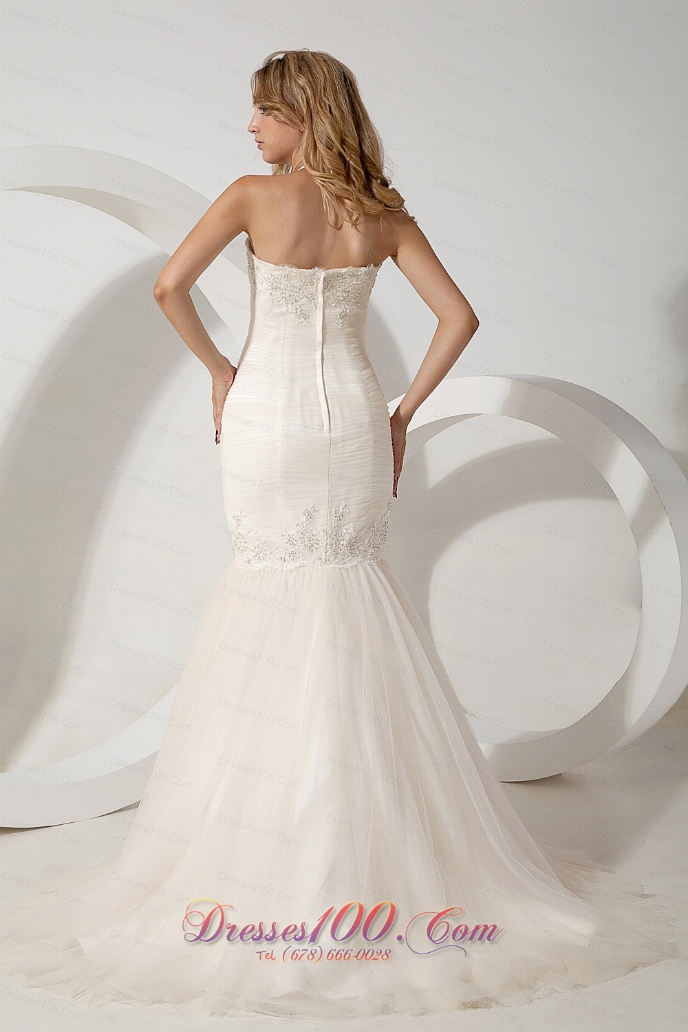 Mermaid Halter Wedding Dress Tulle Brush Train