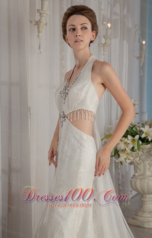 Halter Watteau Train Mermaid Sexy Wedding Dress Top Seller