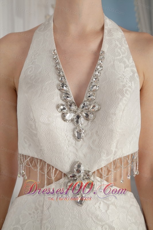 Halter Watteau Train Mermaid Sexy Wedding Dress Top Seller