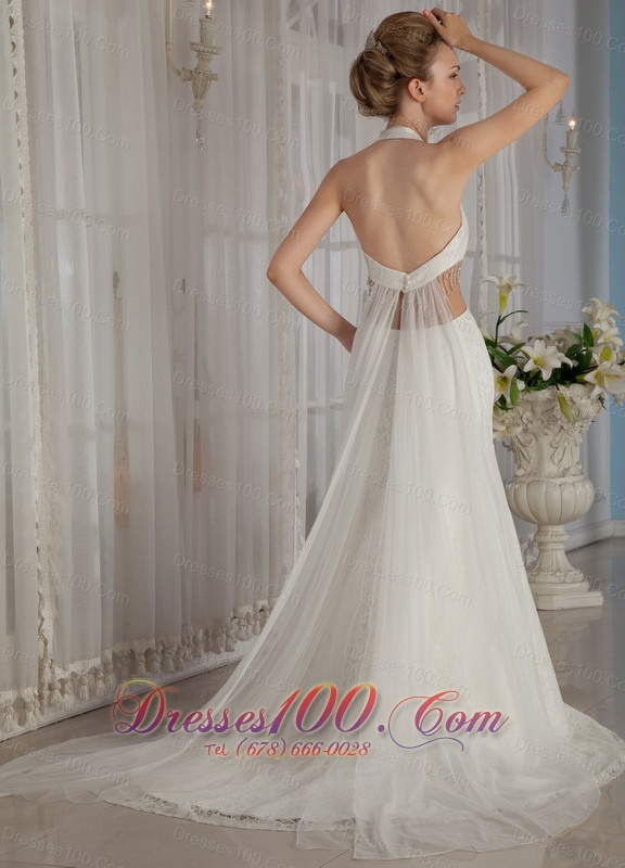 Halter Watteau Train Mermaid Sexy Wedding Dress Top Seller