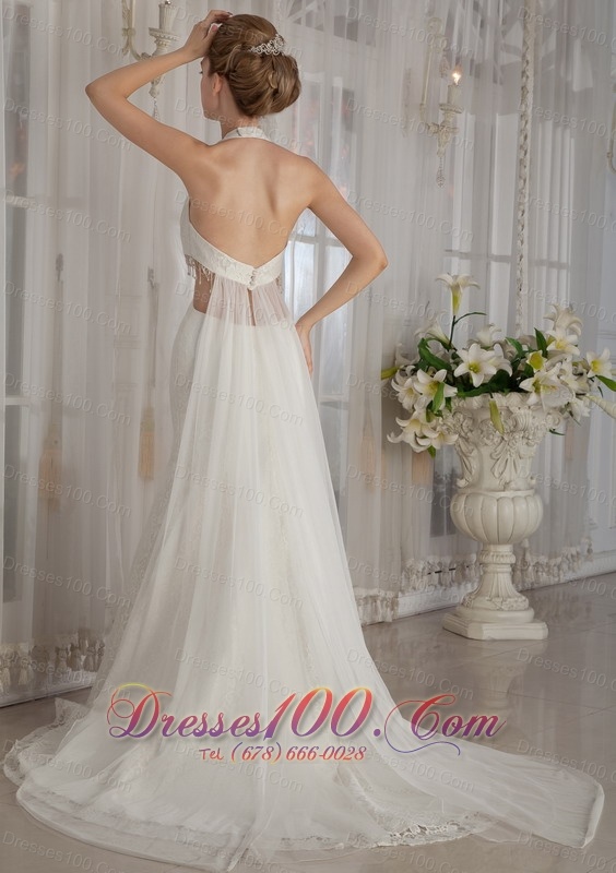 Halter Watteau Train Mermaid Sexy Wedding Dress Top Seller