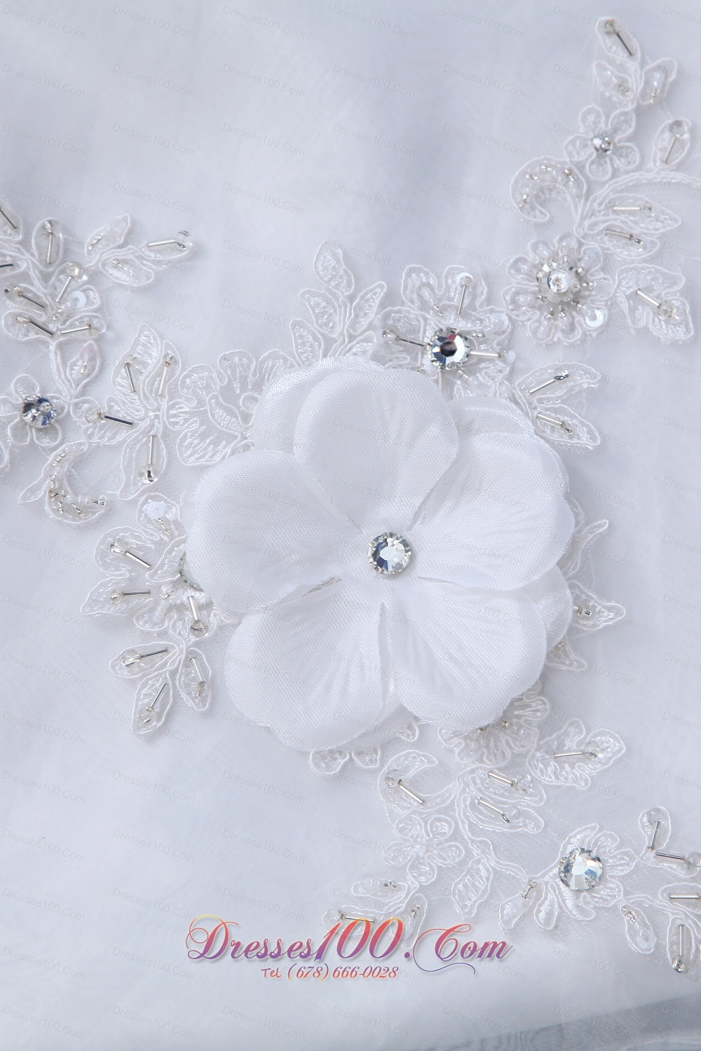 Pretty White Sweetheart Wedding Gown Hand Made Flower