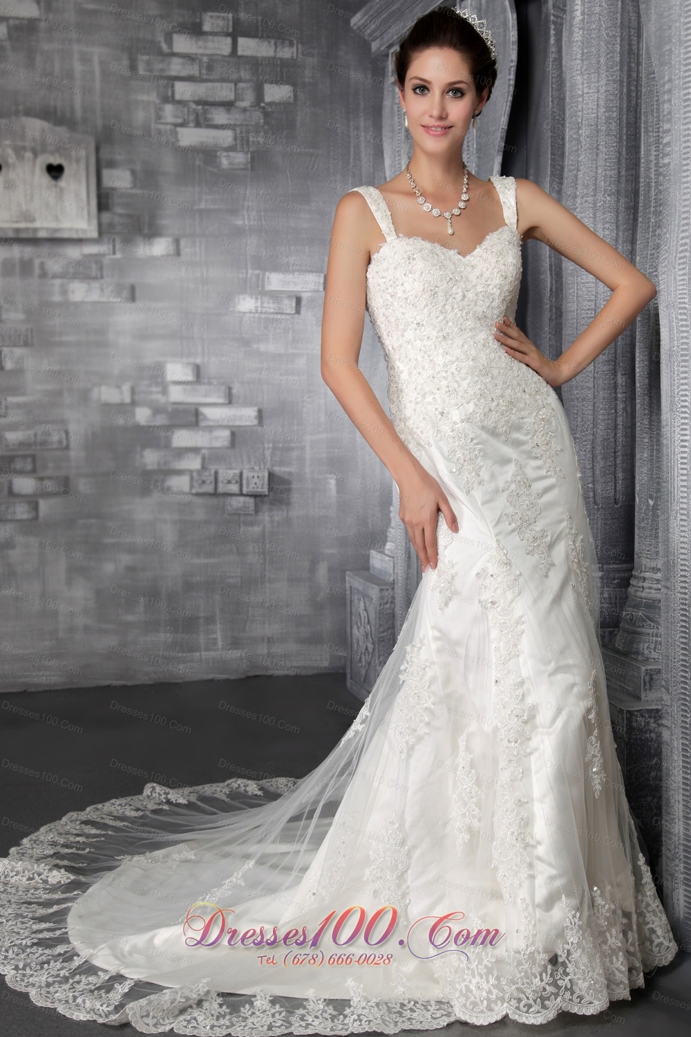 Mermaid/Trumpet Court Train Lace Wedding Dress