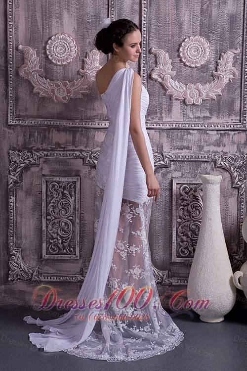 Sexy One Shoulder Sheath Lace Wedding Dress