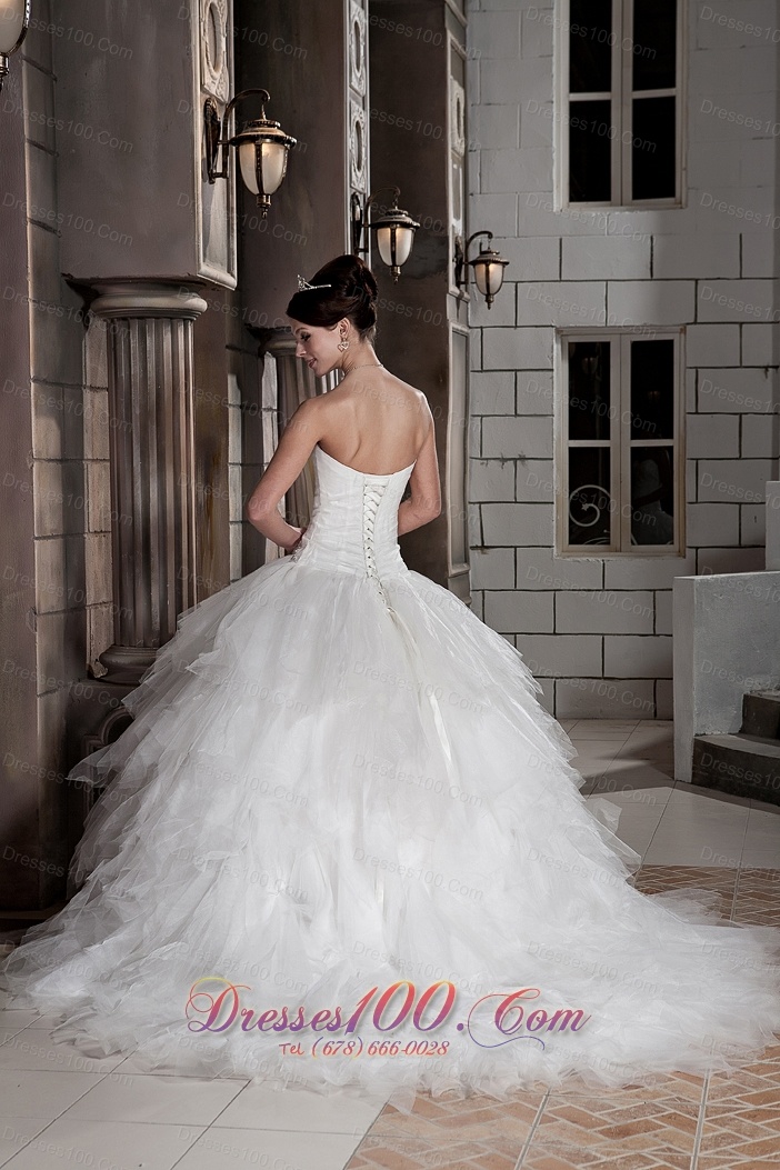 Sweetheart Beading Decorate Layered Wedding Ball Gown