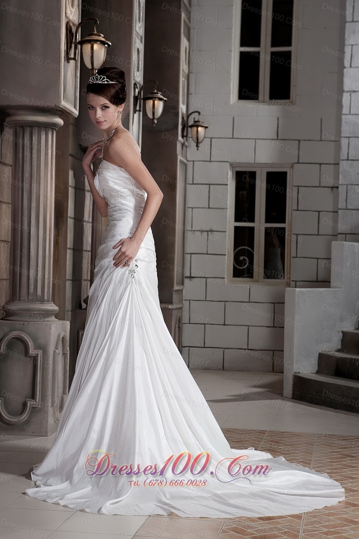 Asymmetrical Princess Sweetheart Wedding Dress Train