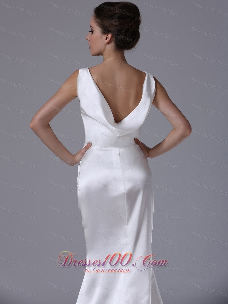 Mermaid V-neck Sweep Unique Garden Wedding Dress