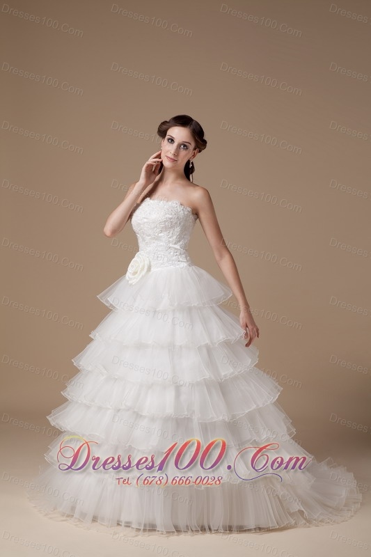 Layered Wedding Gown Beading Decorate Train Online