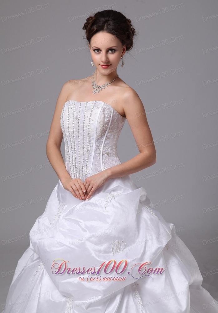 Pick-ups and Appliques Wedding Dress with Chapel Train