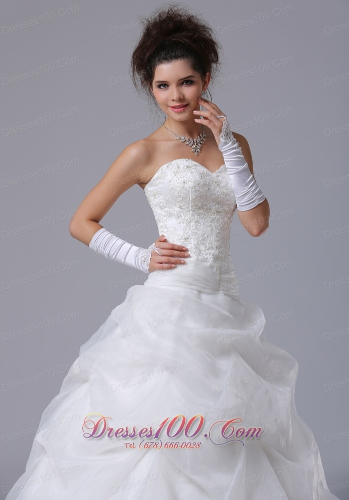Sweetheart Beading Pick-ups A-line Wedding Gown