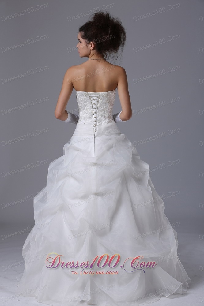 Sweetheart Beading Pick-ups A-line Wedding Gown