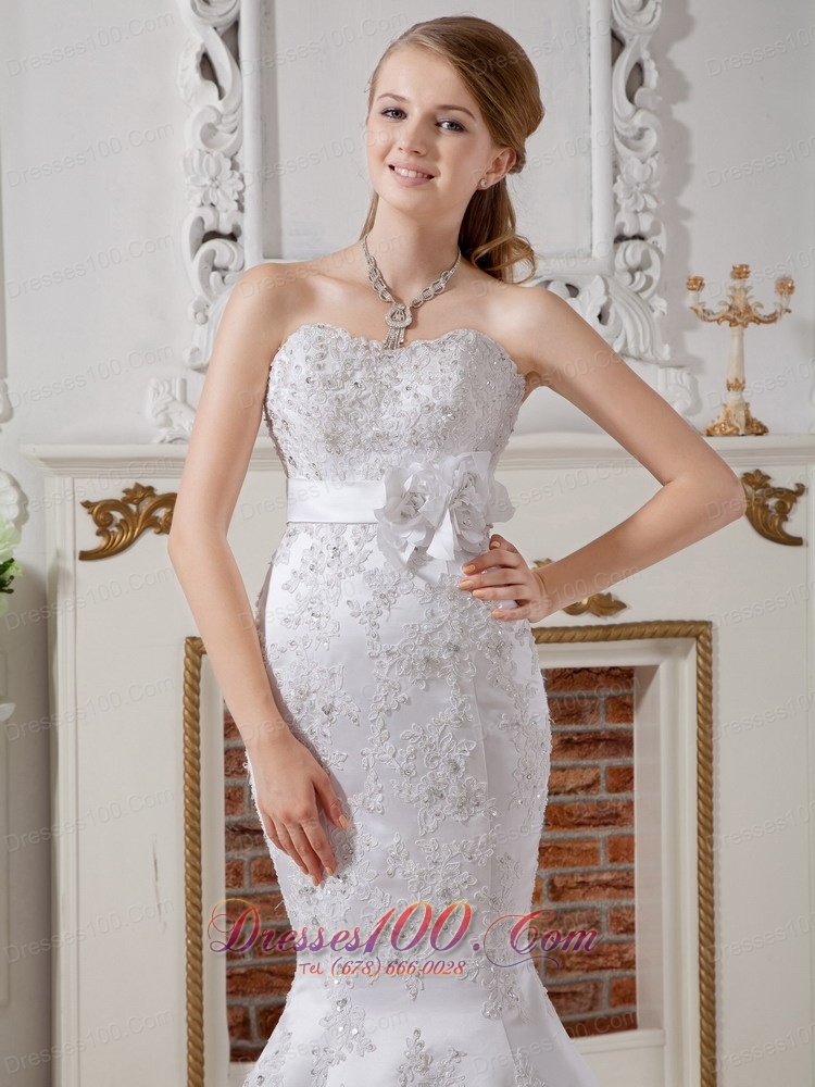 Mermaid Strapless Lace Wedding Dress Court Train