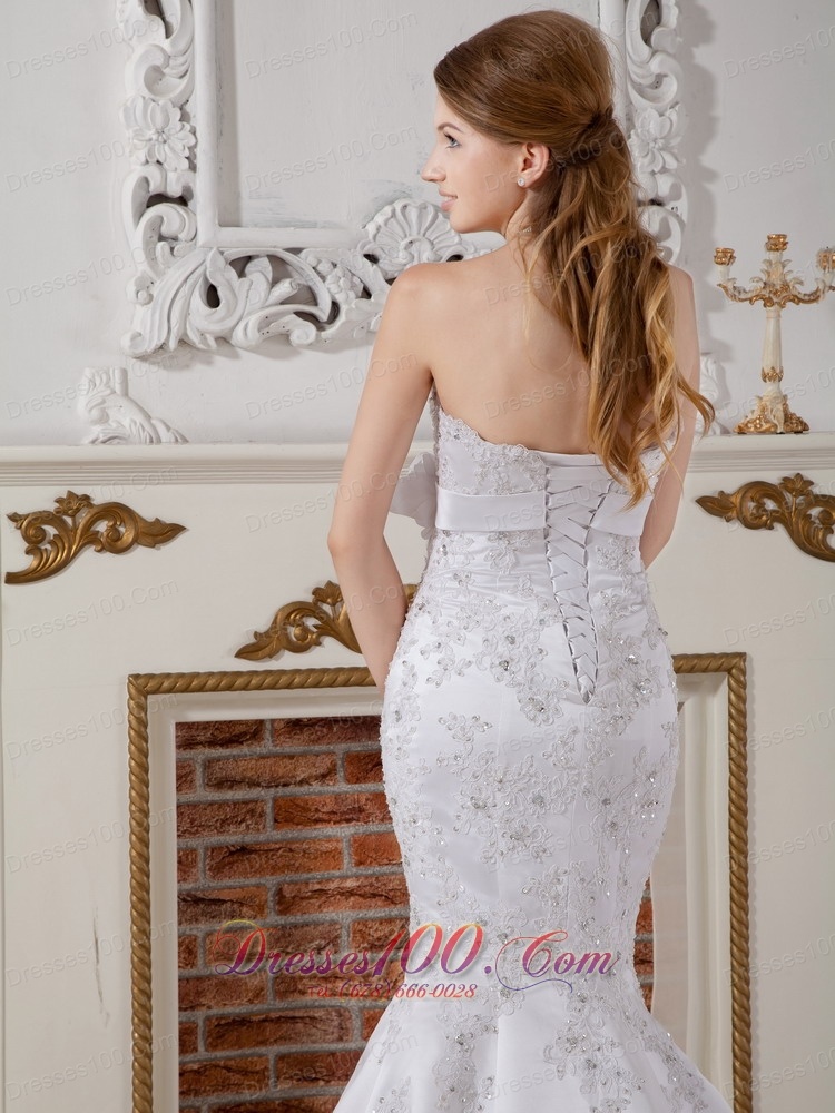 Mermaid Strapless Lace Wedding Dress Court Train