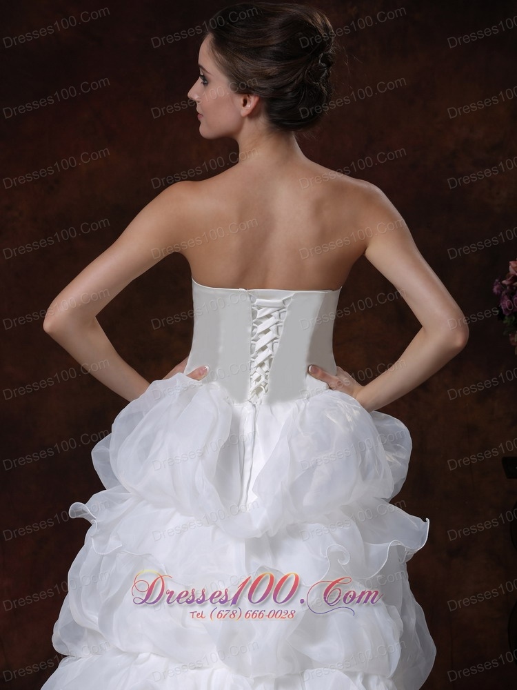 Tiered Skirt Beading Wedding Dress Brush Train