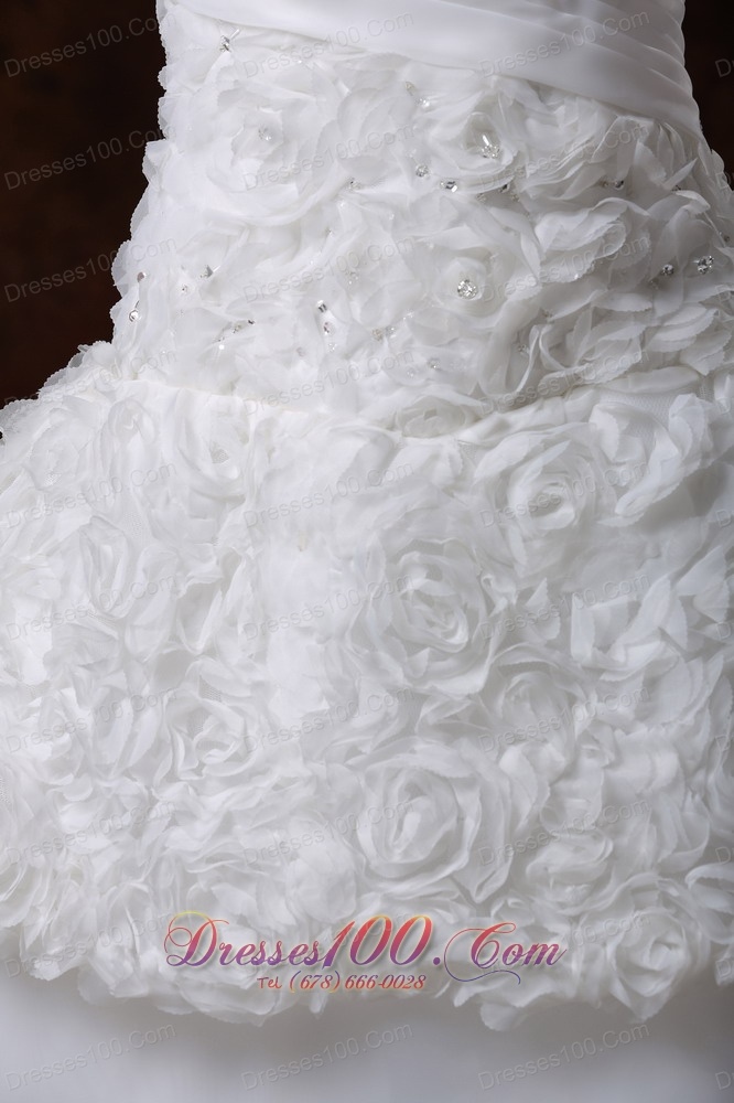 Rolling Flowers Luxurious Strapless A-Line Wedding Gown