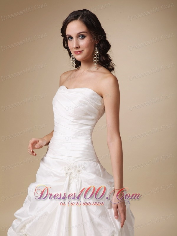 A-line Wedding Dress Dropped Waist Lace Chapel Train