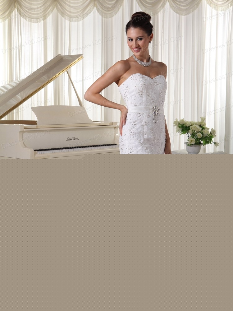 Sheath Wedding Gowns With Beading and Lace Court Train