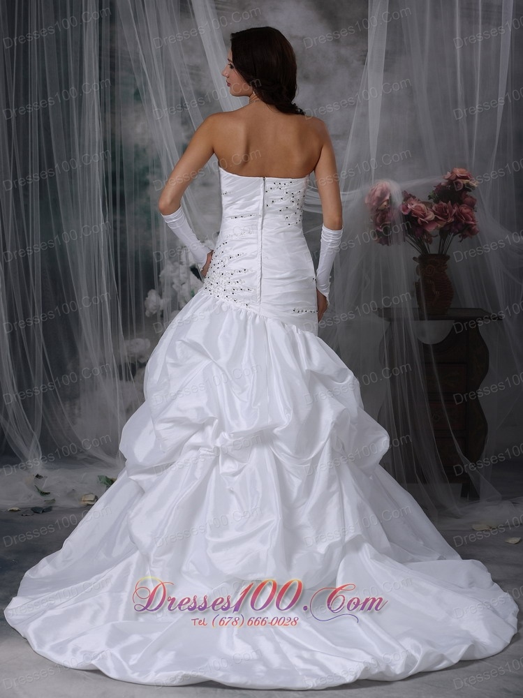 Asymmetric Mermaid Skirt Wedding Dress with Beads