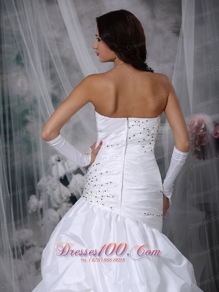 Asymmetric Mermaid Skirt Wedding Dress with Beads