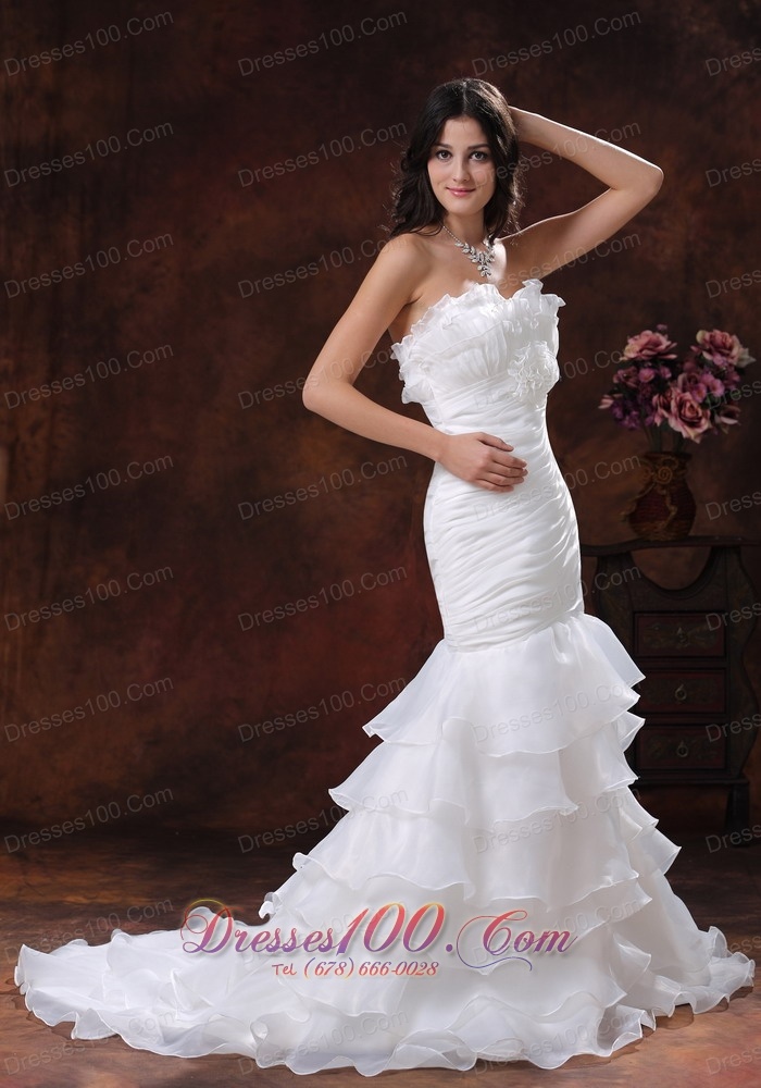 Floral Sweetheart Wedding Gown with Mermaid Ruffles