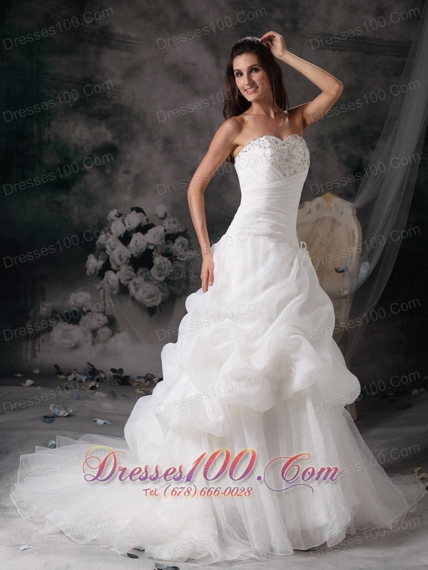 Princess Court Train Wedding Dress with Organza Pick-ups