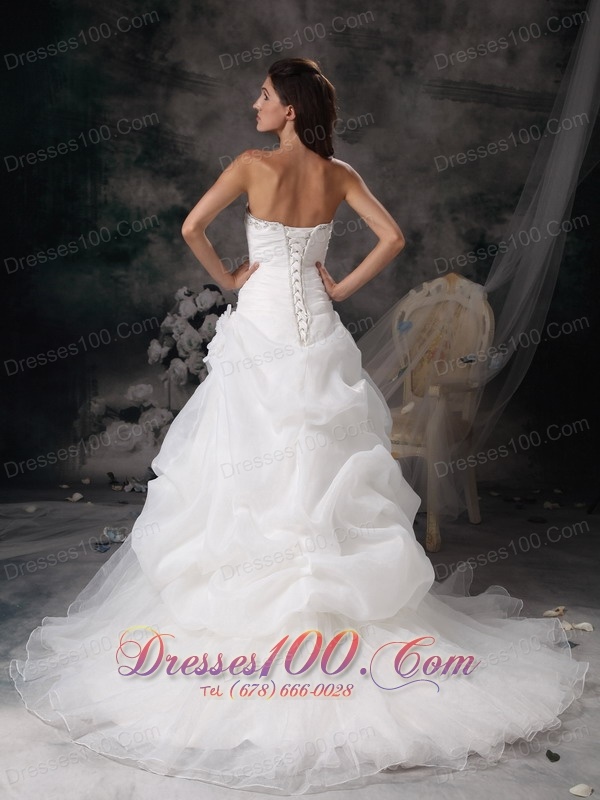 Princess Court Train Wedding Dress with Organza Pick-ups