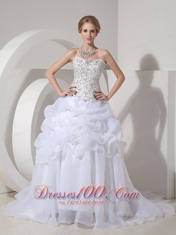 Heavy Beaded Ruffles Bridal Dresses Court Train