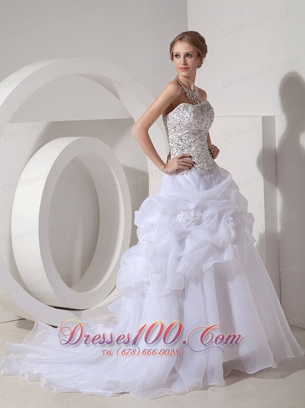 Heavy Beaded Ruffles Bridal Dresses Court Train