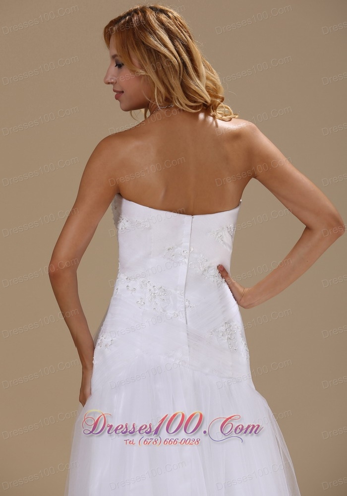 Princess Lace Bridal Dresses Ruching Appliques Brush Train