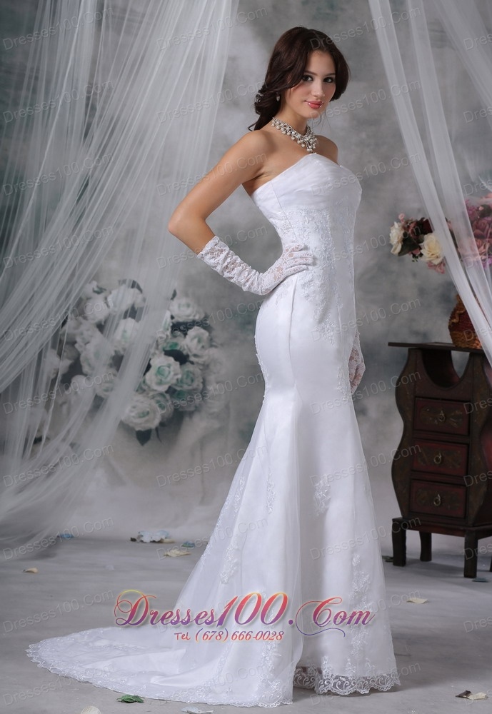 Modest Lace Mermaid Bridal Dresses Sweetheart Brush Train