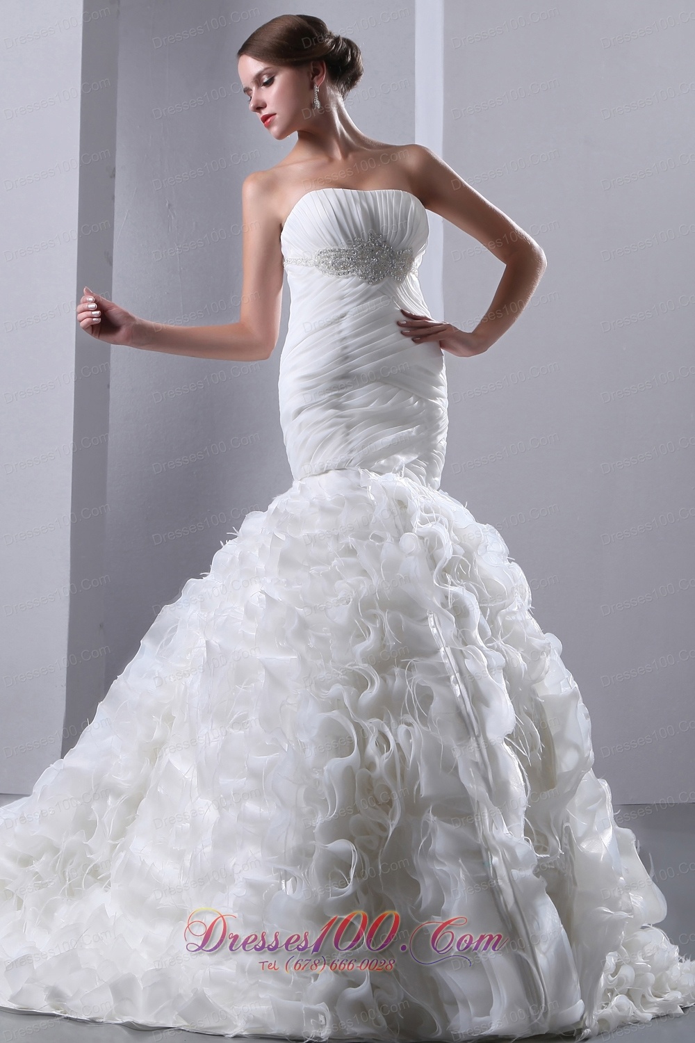 Gorgeous Mermaid Ruffles Bridal Gowns Empire Ruching