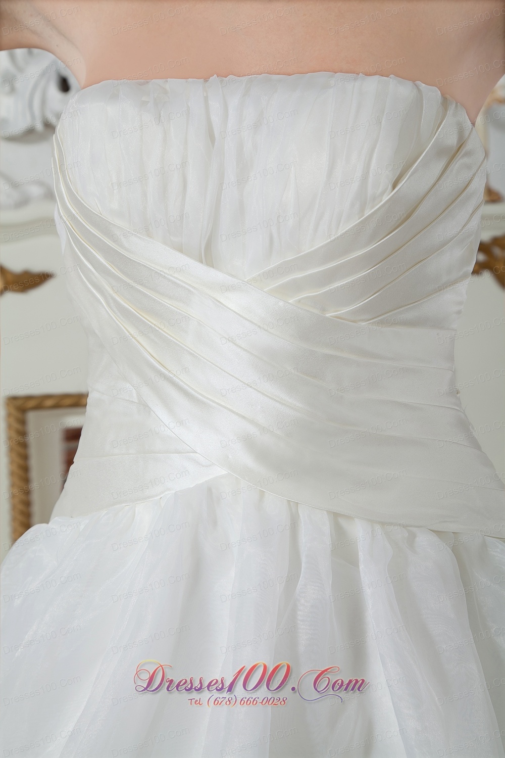 Wrapped Style Wedding Bridal Gowns Strapless Court Train